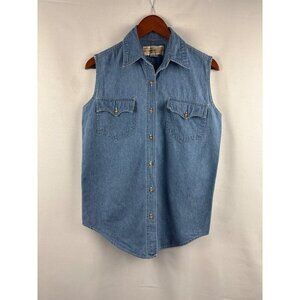 Vintage Public Clothing Company Denim Sleeveless Vest S 100% Cotton